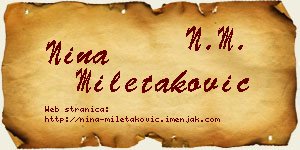 Nina Miletaković vizit kartica